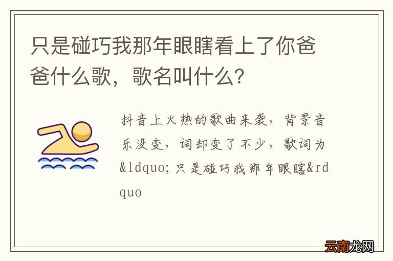 只是碰巧我那年眼瞎看上了你爸爸什么歌,歌名叫什么?