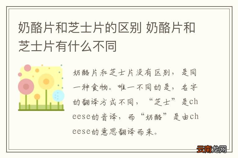奶酪片和芝士片的区别 奶酪片和芝士片有什么不同