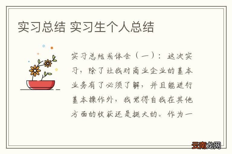 实习总结 实习生个人总结