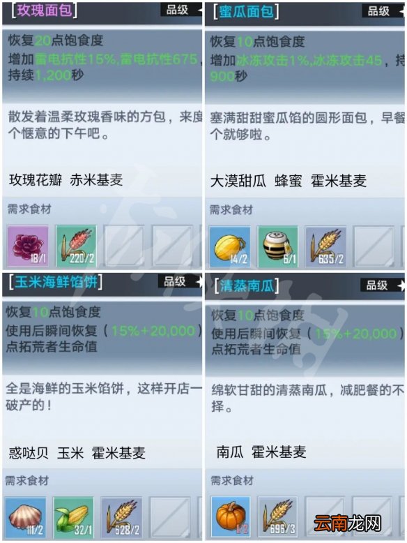 幻塔2.0有哪些新增菜谱 幻塔2.0新增菜谱介绍