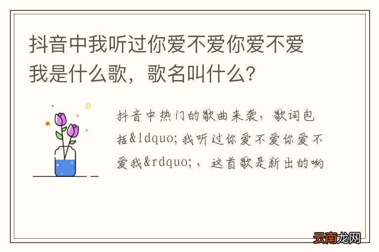 抖音中我听过你爱不爱你爱不爱我是什么歌，歌名叫什么？
