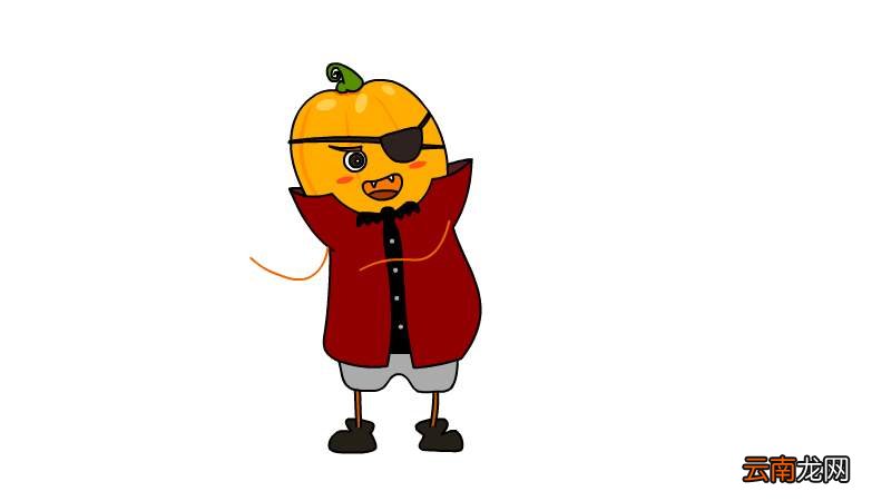万圣节南瓜小僵尸简笔画