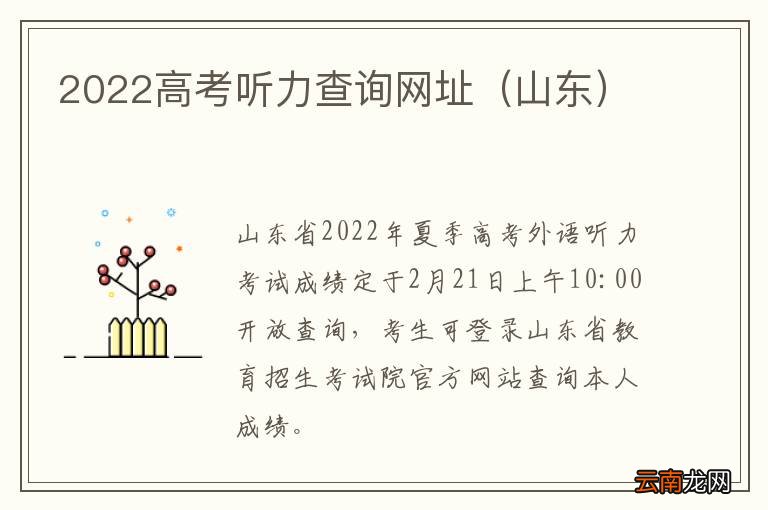 山东 2022高考听力查询网址