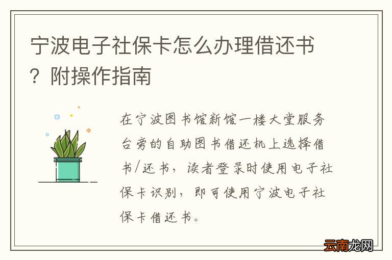 宁波电子社保卡怎么办理借还书？附操作指南