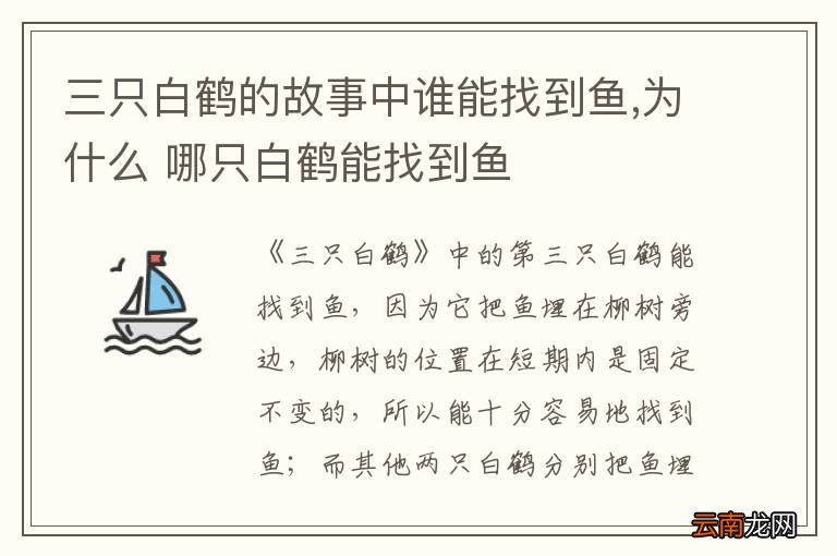 三只白鹤的故事中谁能找到鱼,为什么 哪只白鹤能找到鱼