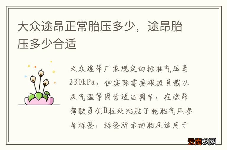 大众途昂正常胎压多少，途昂胎压多少合适