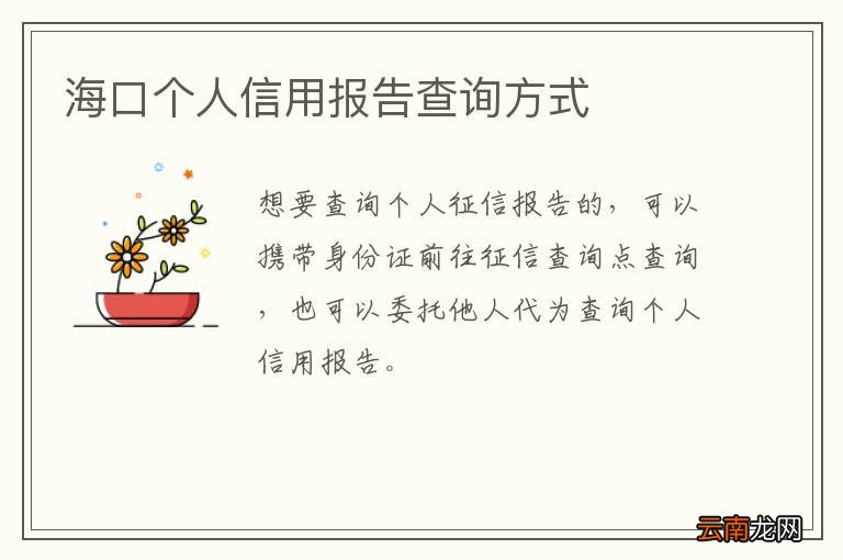 海口个人信用报告查询方式