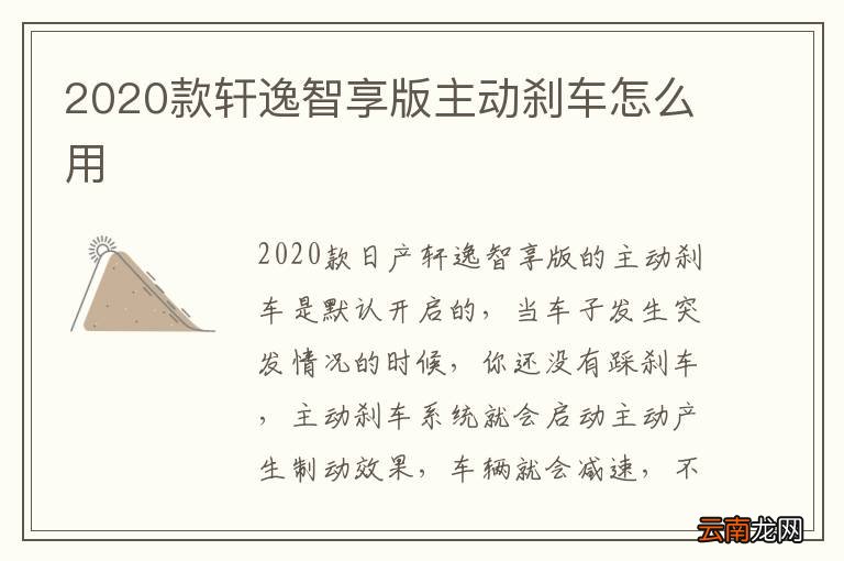 2020款轩逸智享版主动刹车怎么用