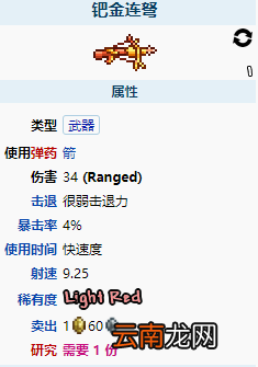泰拉瑞亚钯金连弩怎么样 泰拉瑞亚钯金连弩图鉴介绍