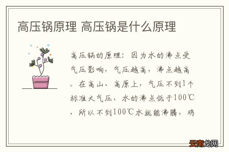 高压锅原理 高压锅是什么原理