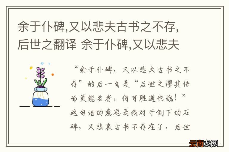 余于仆碑,又以悲夫古书之不存,后世之翻译 余于仆碑,又以悲夫古书之不存的后一句