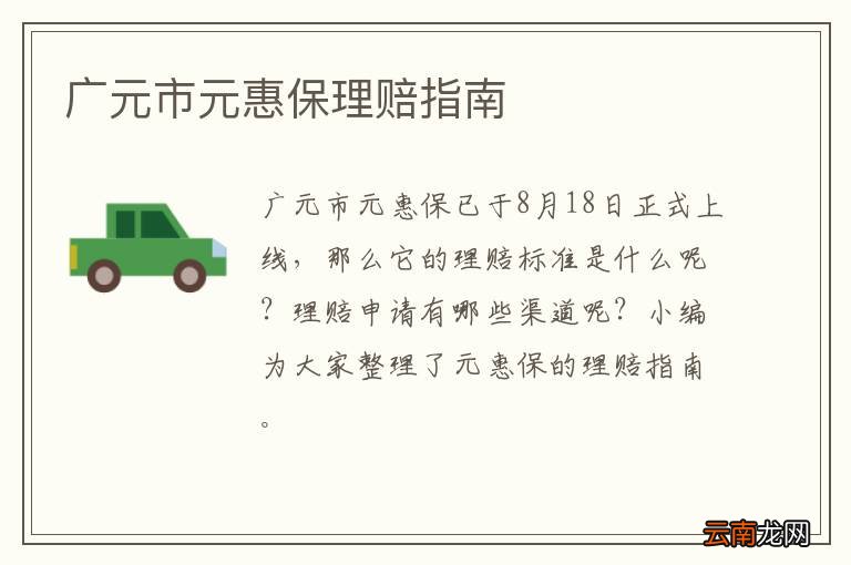 广元市元惠保理赔指南