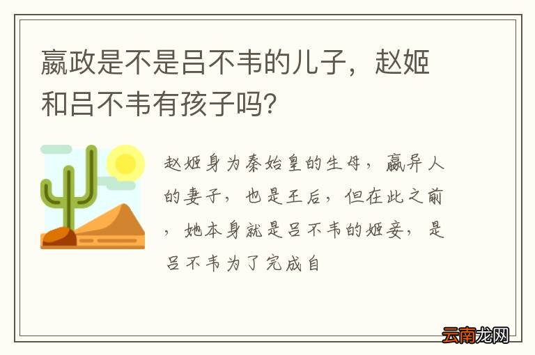 嬴政是不是吕不韦的儿子，赵姬和吕不韦有孩子吗？