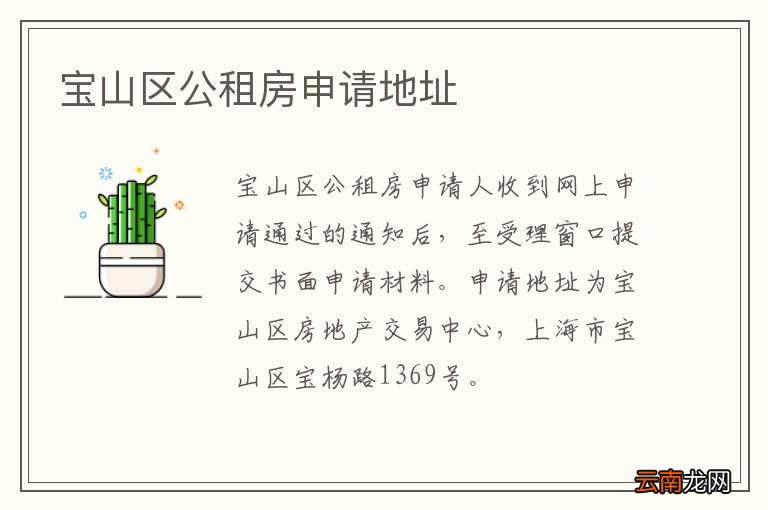宝山区公租房申请地址