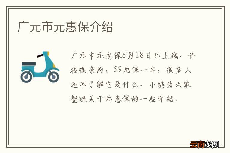 广元市元惠保介绍