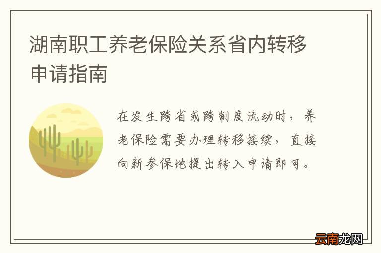 湖南职工养老保险关系省内转移申请指南