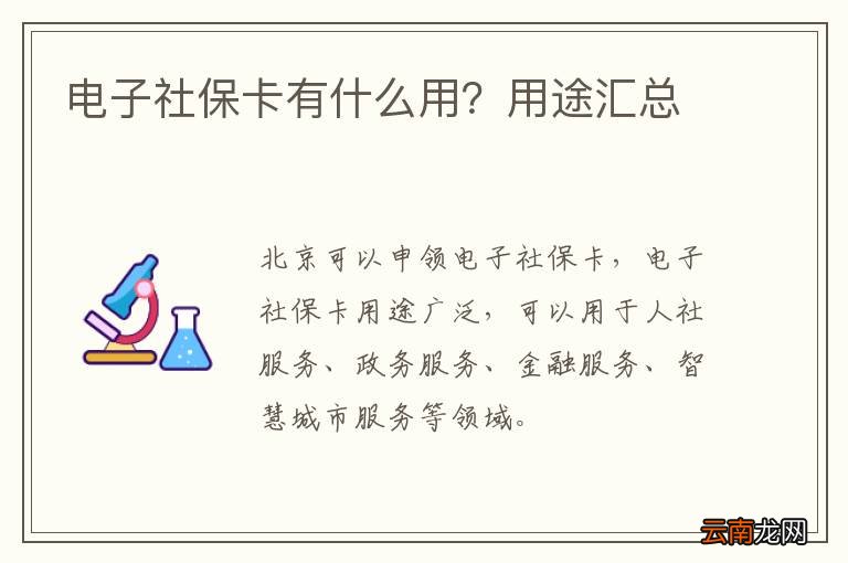 电子社保卡有什么用?用途汇总