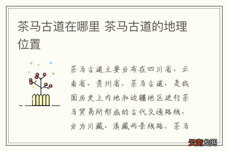 茶马古道在哪里 茶马古道的地理位置