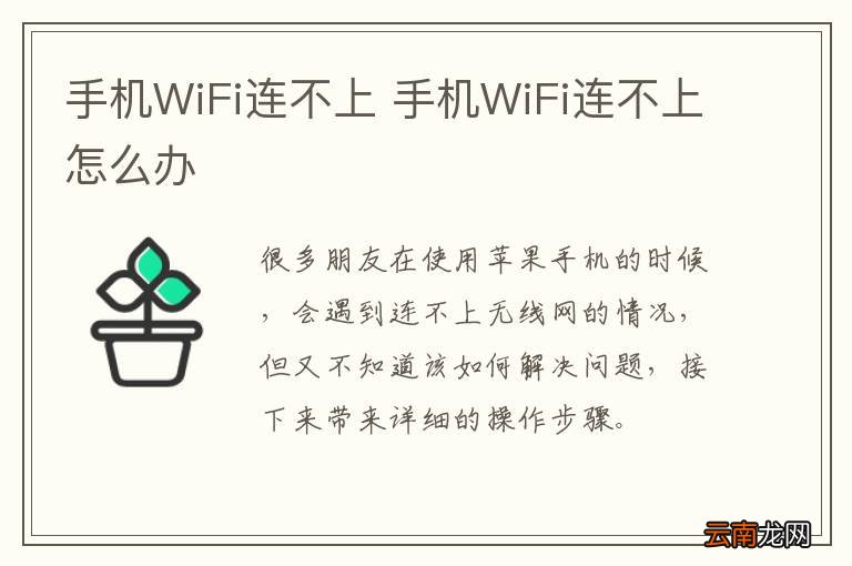 手机WiFi连不上 手机WiFi连不上怎么办