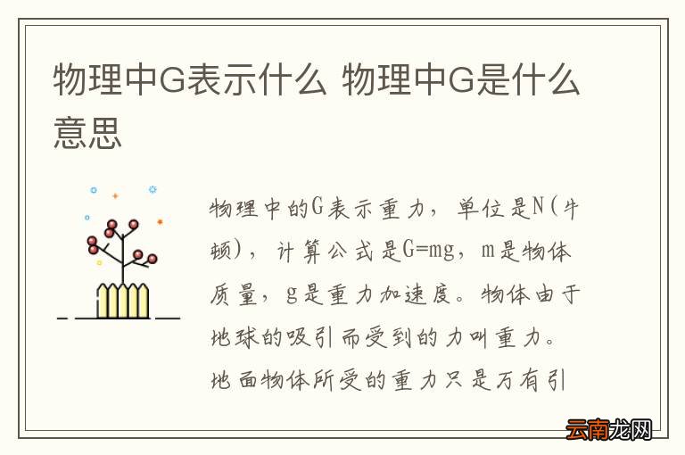 物理中G表示什么 物理中G是什么意思