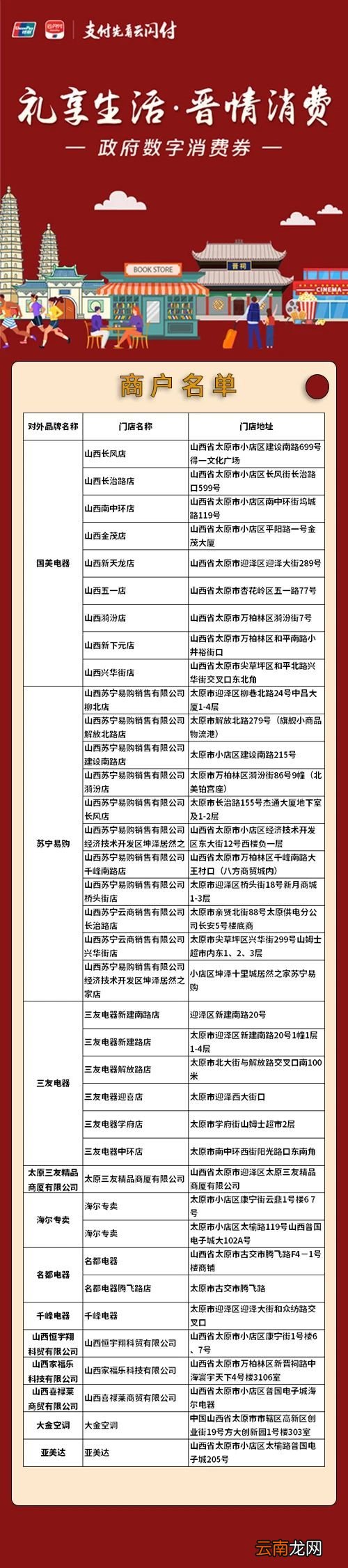 2021太原礼享生活·晋情消费商户列表