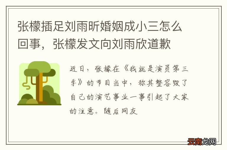张檬插足刘雨昕婚姻成小三怎么回事，张檬发文向刘雨欣道歉