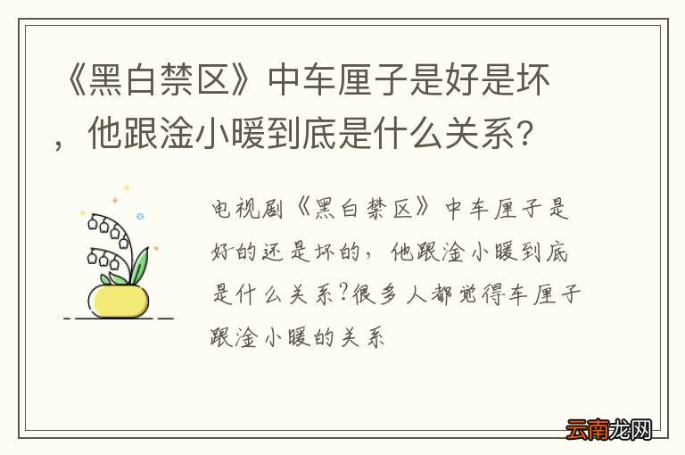 《黑白禁区》中车厘子是好是坏，他跟淦小暖到底是什么关系?