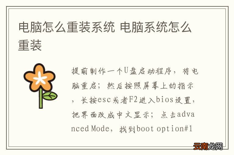 电脑怎么重装系统 电脑系统怎么重装