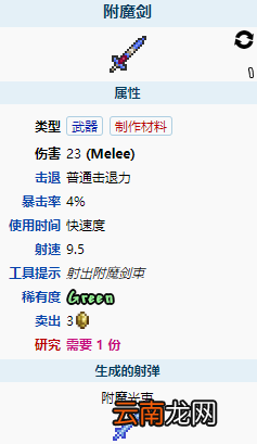 泰拉瑞亚附魔剑怎么获得 泰拉瑞亚附魔剑武器图鉴