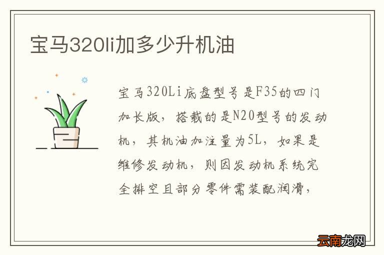 宝马320li加多少升机油