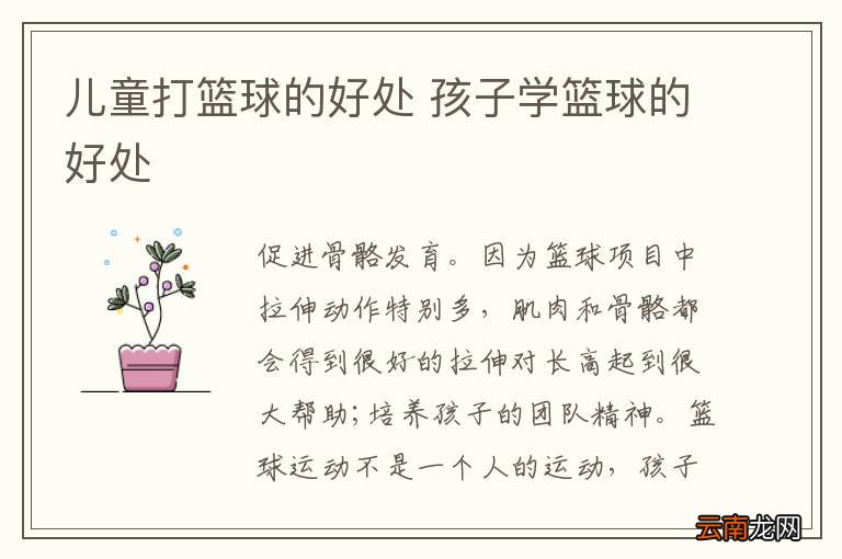 儿童打篮球的好处 孩子学篮球的好处