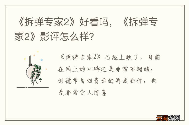《拆弹专家2》好看吗，《拆弹专家2》影评怎么样？