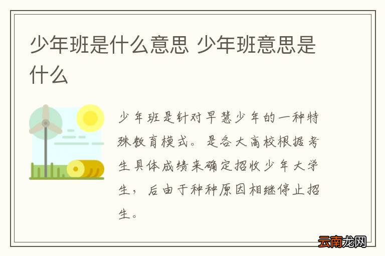 少年班是什么意思 少年班意思是什么