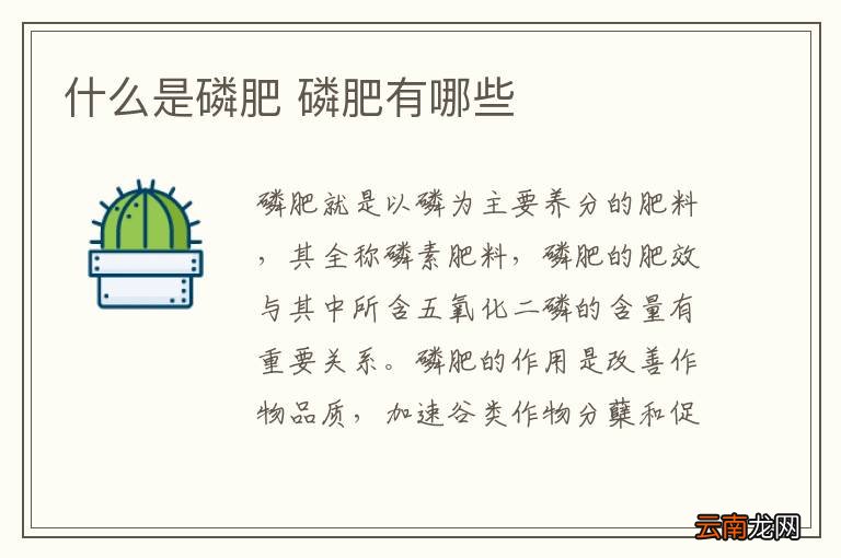 什么是磷肥 磷肥有哪些