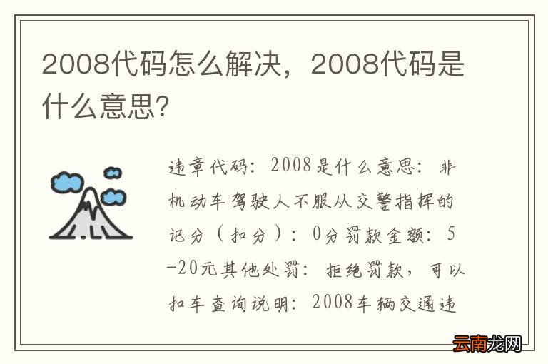 2008代码怎么解决，2008代码是什么意思？