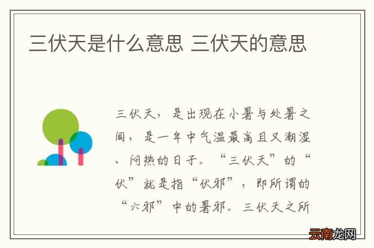 三伏天是什么意思 三伏天的意思