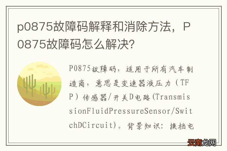 p0875故障码解释和消除方法，P0875故障码怎么解决？