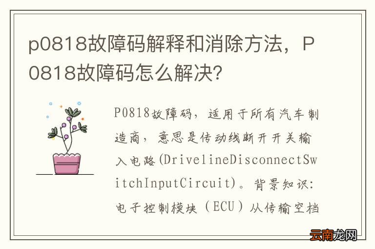 p0818故障码解释和消除方法，P0818故障码怎么解决？