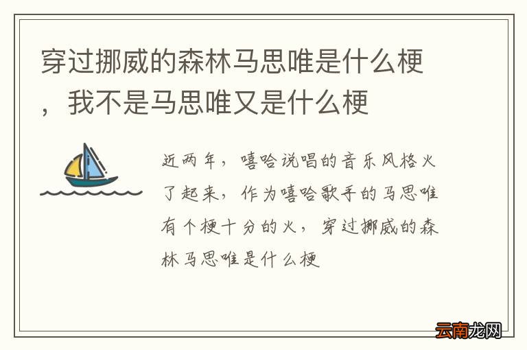 穿过挪威的森林马思唯是什么梗，我不是马思唯又是什么梗