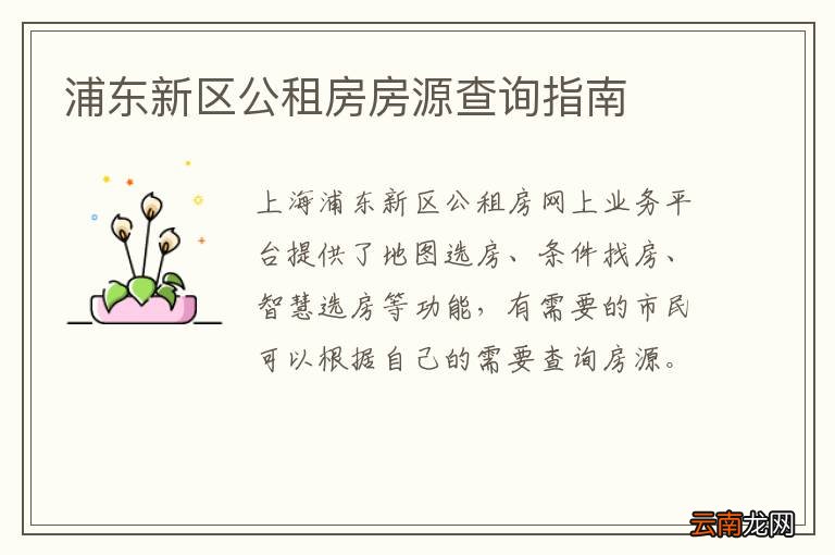 浦东新区公租房房源查询指南