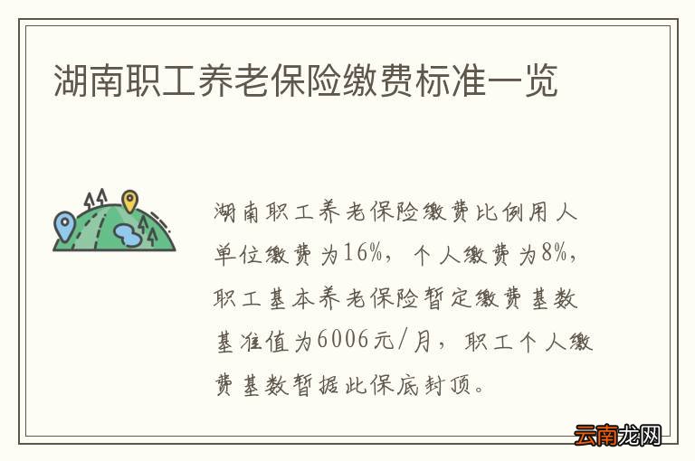 湖南职工养老保险缴费标准一览