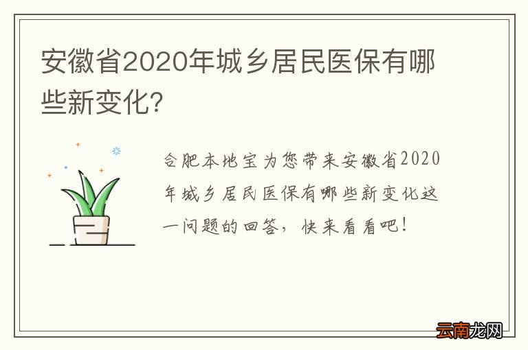 安徽省2020年城乡居民医保有哪些新变化？