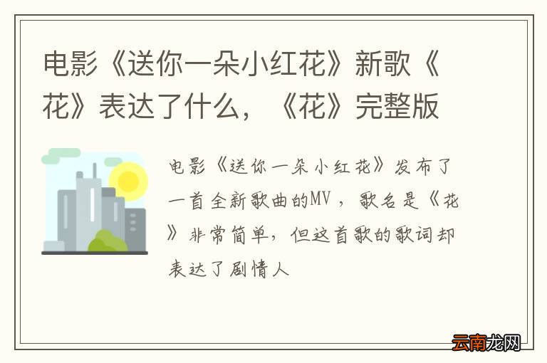 电影《送你一朵小红花》新歌《花》表达了什么，《花》完整版歌词内容