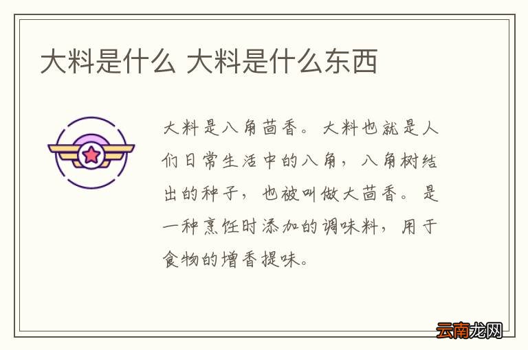 大料是什么 大料是什么东西