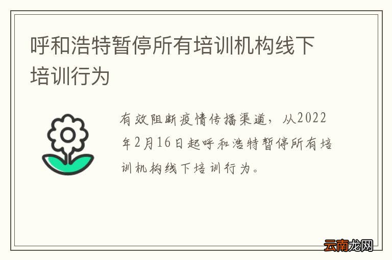 呼和浩特暂停所有培训机构线下培训行为
