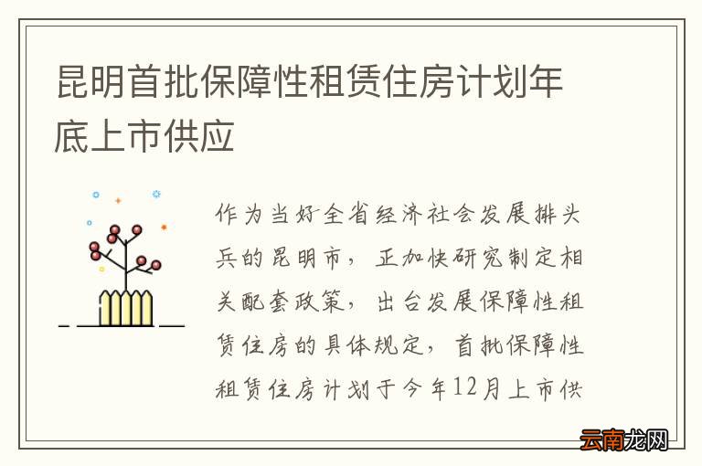昆明首批保障性租赁住房计划年底上市供应