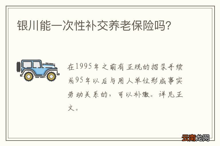 银川能一次性补交养老保险吗?