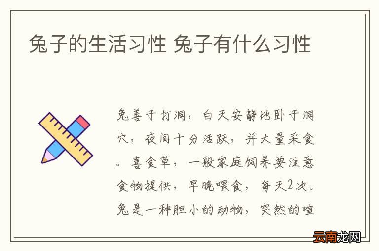 兔子的生活习性 兔子有什么习性