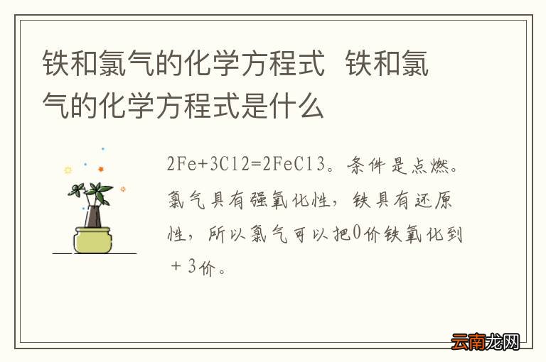 铁和氯气的化学方程式铁和氯气的化学方程式是什么