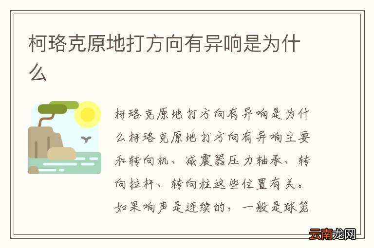 柯珞克原地打方向有异响是为什么